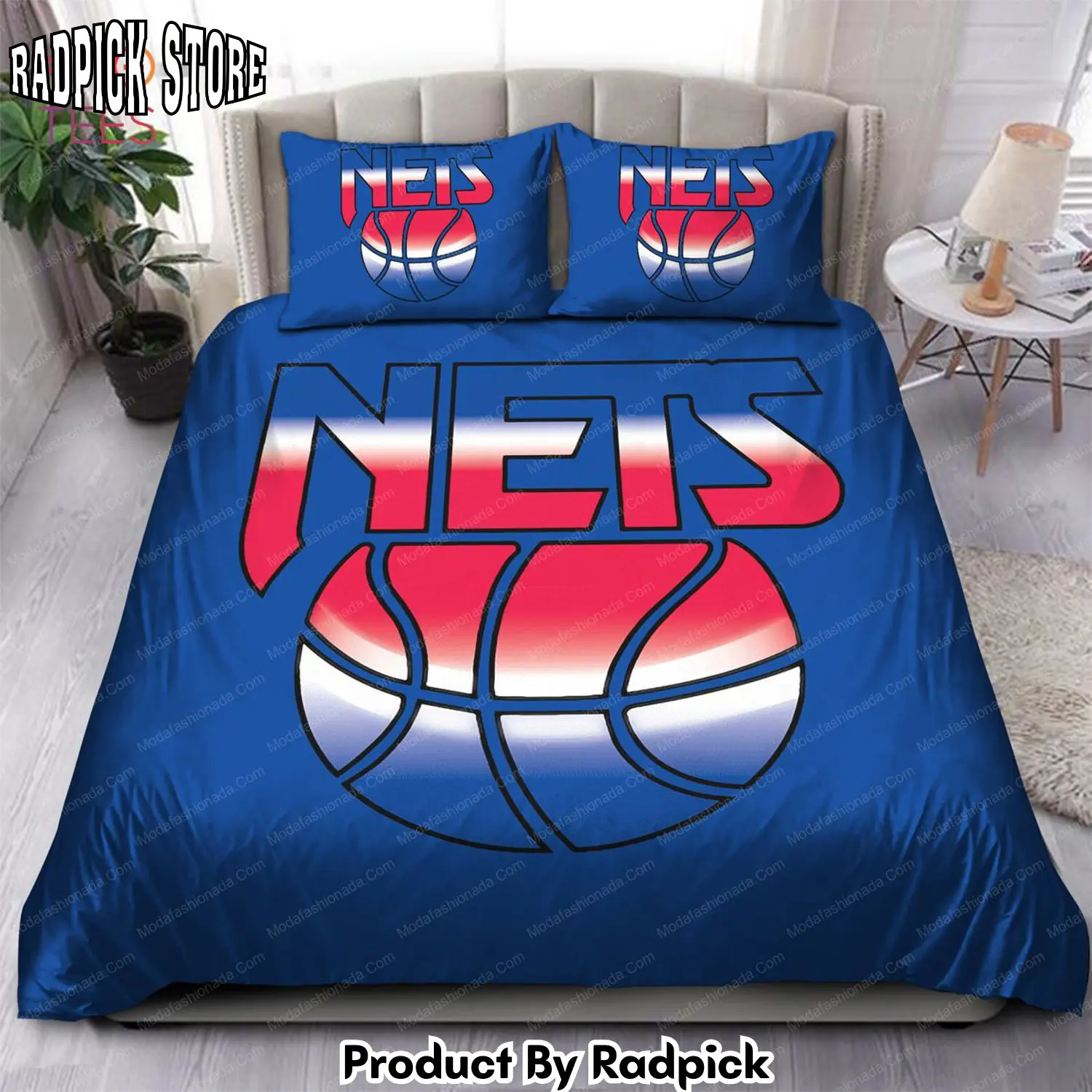 Radpick best 19901997 logo brooklyn nets nba bedding sets rp3278393